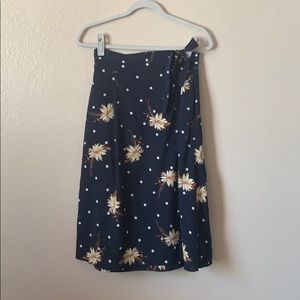 Floral Wrap Midi Skirt with Pockets